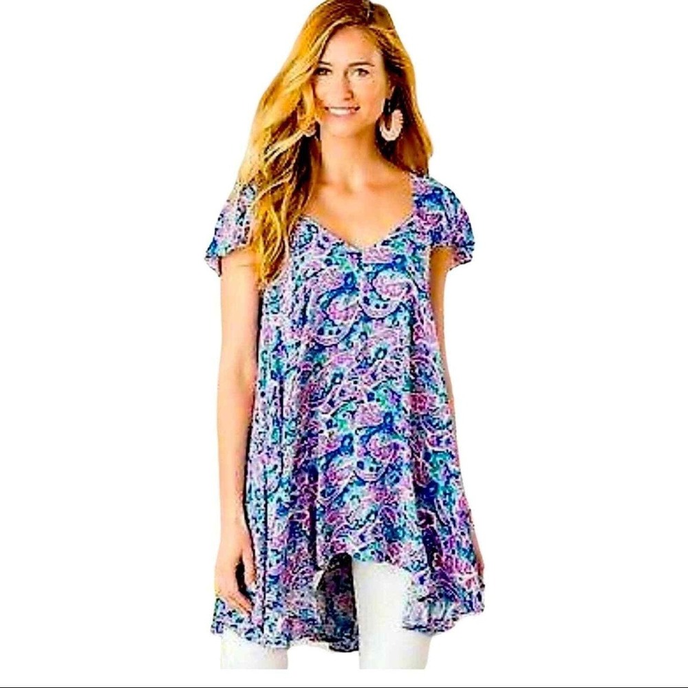 Matilda Jane Women's Medium Paisley Tunic Top‎ Flowy High Low Hem
